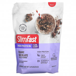 SlimFast, протеиновая смесь для смузи, заменяющая прием пищи, со вкусом шоколада, 676 г (1,49 фунта) в Москве - eco-herb.ru | фото