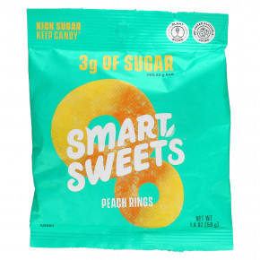 SmartSweets, Peach Rings, персик, 50 г (1,8 унции) - описание | фото