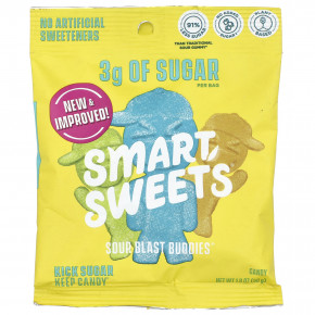 SmartSweets, Sour Blast Buddies, ягоды, голубая малина, лайм, лимон, апельсин, 50 г (1,8 унции) - описание | фото