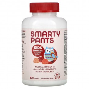SmartyPants, формула для детей, мультивитамины и омега-3, вишня, 120 жевательных таблеток - описание