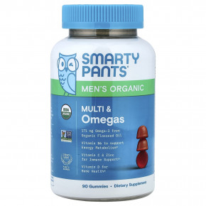 SmartyPants, органические мультивитамины и омега-кислоты для мужчин, со вкусом малины, апельсина и вишни, 90 жевательных таблеток - описание | фото