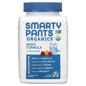 SmartyPants, органические мультивитамины и омега для мужчин, со вкусом малины, апельсина и вишни, 120 органических жевательных таблеток в Москве - eco-herb.ru | фото