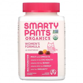 SmartyPants, Organics, Complete, комплекс для женщин, малина, лимон, лайм и виноград, 120 вегетарианских жевательных конфет - описание | фото