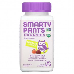SmartyPants, Organic Toddlers Multi & Omegas Gummies, вишня и ягодное ассорти, 60 органических жевательных таблеток в Москве - eco-herb.ru | фото