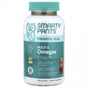 SmartyPants, Prenatal Plus, жевательные мультивитамины и омега, со вкусом апельсина и клубники, 120 жевательных таблеток - описание | фото