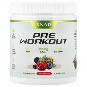 Snap Supplements, для приема перед тренировкой, со вкусом ягодного ассорти, 250 г (8,8 унции) - описание | фото