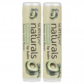 Softlips, Naturals, увлажняющий бальзам для губ с маслом авокадо, кремовый с ванилью и чаем, 2 стика по 4,2 г (0,15 унции) - описание | фото