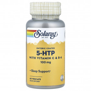 Solaray, 5-HTP с витаминами C и B6, 60 растительных капсул - описание | фото
