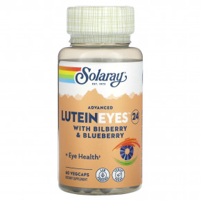 Solaray, Advanced Lutein Eyes 24, улучшенная формула с лютеином для здоровья глаз, с черникой и голубикой, 60 капсул VegCaps - описание | фото