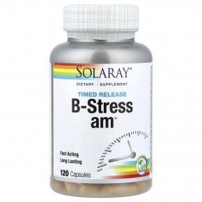 Solaray, B-Stress AM™, замедленное высвобождение, 120 капсул - описание | фото