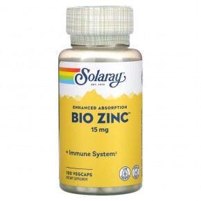 Solaray, Bio Zinc, 15 мг, 100 растительных капсул в Москве - eco-herb.ru | фото