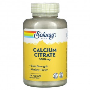 Solaray, цитрат кальция, 1000 мг, 120 растительных капсул (250 мг в 1 капсуле) - описание