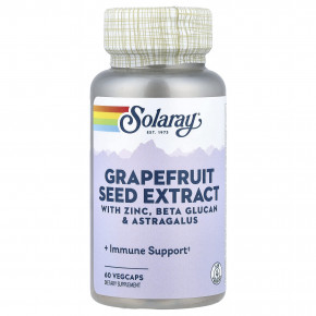 Solaray, экстракт косточек грейпфрута с цинком, бета-глюканом и астрагалом, 60 растительных капсул - описание | фото