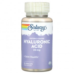 Solaray, Enteric-Coated Hyaluronic Acid, 20 mg, 30 VegCaps в Москве - eco-herb.ru | фото