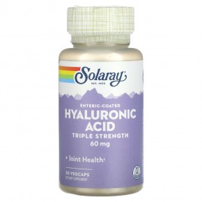 Solaray, Enteric-Coated Hyaluronic Acid, Triple Strength, 60 mg, 30 VegCaps в Москве - eco-herb.ru | фото