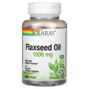 Solaray, льняное масло, 1000 мг, 100 капсул (333 мг в 1 капсуле) - описание