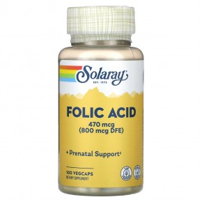 Solaray, Folic Acid, 470 mcg, 100 VegCaps в Москве - eco-herb.ru | фото