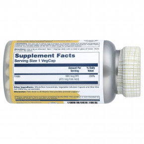 Solaray, фолиевая кислота, 470 мкг (800 мкг DFE), 100 растительных капсул в Москве - eco-herb.ru | фото