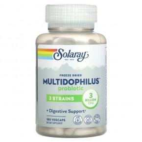 Solaray, Лиофилизированный мультидофильный пробиотик, 3 млрд КОЕ, 180 растительных капсул - описание