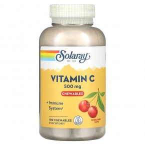 Solaray, жевательные таблетки с витамином C, вкус натуральной вишни, 500 мг, 100 шт. в Москве - eco-herb.ru | фото