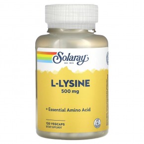 Solaray, L-лизин, 500 мг, 120 растительных капсул - описание