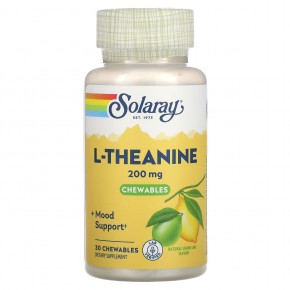 Solaray, L-Theanine, Natural Lemon-Lime, 200 mg, 30 Chewables - описание | фото