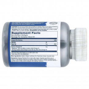 Solaray, льняное масло, 100 капсул (1 г в 1 капсуле) в Москве - eco-herb.ru | фото