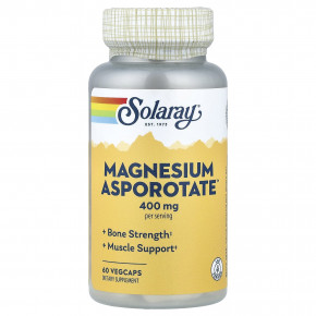 Solaray, Magnesium Asporotate™, 60 растительных капсул (200 мг в 1 капсуле) - описание | фото