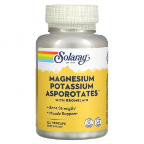 Solaray, Magnesium Potassium Asporotates, аспартат магния и калия, 120 растительных капсул - описание