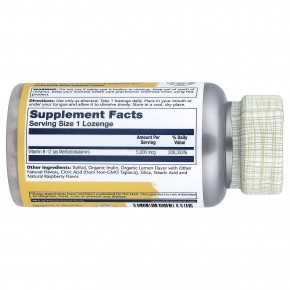 Solaray, метил B12 в форме пастилок, с натуральным лимонным вкусом и малиной, 5000 мкг, 60 пастилок в Москве - eco-herb.ru | фото