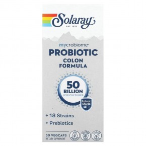 Solaray, Формула с пробиотиком для толстой кишки Mycrobiome, 50 млрд, 30 растительных капсул в Москве - eco-herb.ru | фото