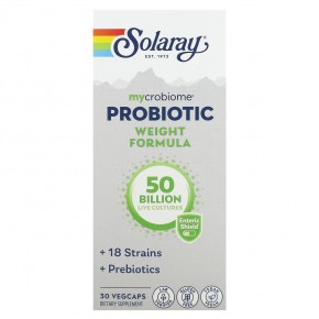 Solaray, Mycrobiome Probiotic Weight Formula, 50 млрд, 30 капсул с кишечным растительным экстрактом в Москве - eco-herb.ru | фото