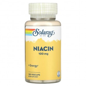 Solaray, Ниацин, 100 мг, 100 растительных капсул - описание
