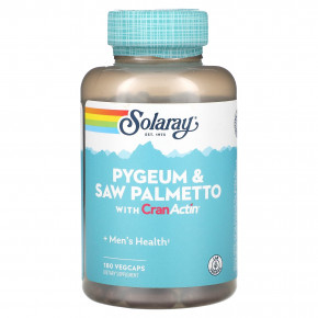 Solaray, Pygeum & Saw Palmetto с CranActin, 180 вегетарианских капсул - описание