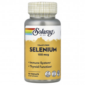 Solaray, селен, 100 мкг, 90 растительных капсул - описание | фото
