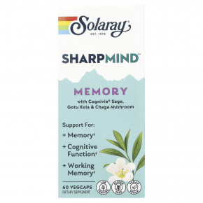 Solaray, Sharpmind ™ Memory с шалфеем Cognivia®, готу кола и грибами чага, 60 вегетарианских капсул в Москве - eco-herb.ru | фото