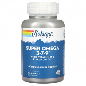 Solaray, Super Omega 3-7-9 с витамином D3 и маслом лосося, 120 мягких таблеток в Москве - eco-herb.ru | фото