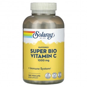 Solaray, буферизованный супербиовитамин C, 1000 мг, 360 растительных капсул (500 мг в 1 капсуле) - описание