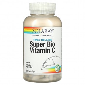 Solaray, буферизованный супербиовитамин C, 1000 мг, 250 вегетарианских капсул (500 мг в 1 капсуле) - описание