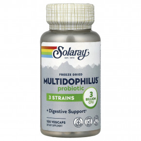 Solaray, сублимированные пробиотики Multidophilus™, 3 млрд КОЕ, 100 растительных капсул - описание | фото