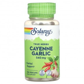 Solaray, True Herbs, Cayenne Garlic , 540 mg , 100 VegCaps в Москве - eco-herb.ru | фото