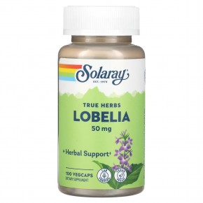 Solaray, True Herbs, Lobelia, 50 mg , 100 VegCaps - описание | фото