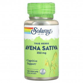 Solaray, True Herbs, Овес (Avena sativa), 350 мг, 100 вегетарианских капсул (350 мг в 1 капсуле) - описание | фото