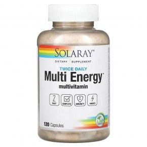 Solaray, Twice Daily, мультивитамины для получения нескольких видов энергии, 120 капсул в Москве - eco-herb.ru | фото