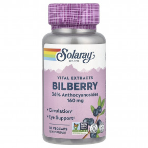 Solaray, Vital Extracts Bilberry, 30 вегетарианских капсул - описание | фото