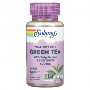 Solaray, Vital Extracts, зеленый чай, 500 мг, 30 растительных капсул в Москве - eco-herb.ru | фото