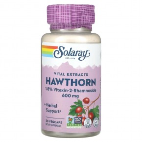 Solaray, Vital Extracts Hawthorn, 600 мг, 30 капсул в растительной оболочке - описание