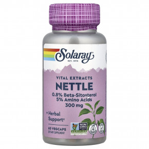 Solaray, Vital Extracts, крапива, 300 мг, 60 растительных капсул - описание | фото