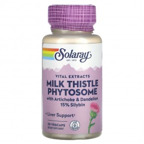 Solaray, Vital Extracts, Milk Thistle Phytosome, 30 Vegcaps в Москве - eco-herb.ru | фото