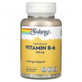 Solaray, Витамин B6, 100 мг, 120 вегетарианских капсул в Москве - eco-herb.ru | фото